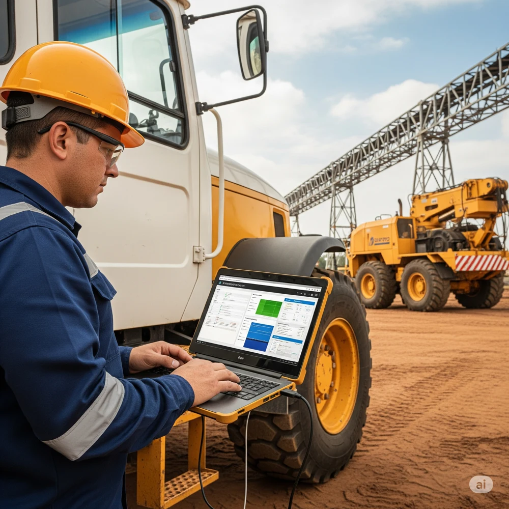 Profissional de engenharia em operação de equipamentos pesados